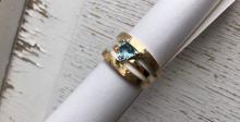 Bague or jaune et Aigue Marine Troidia