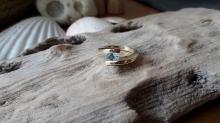 Bague or jaune et Aigue Marine