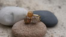 Bagues or jaune et quartz rutile