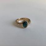 Bague or jaune Tourmaline bleue et diamants 