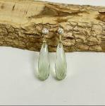 Boucles d oreilles or jaune diamants et prasiolite